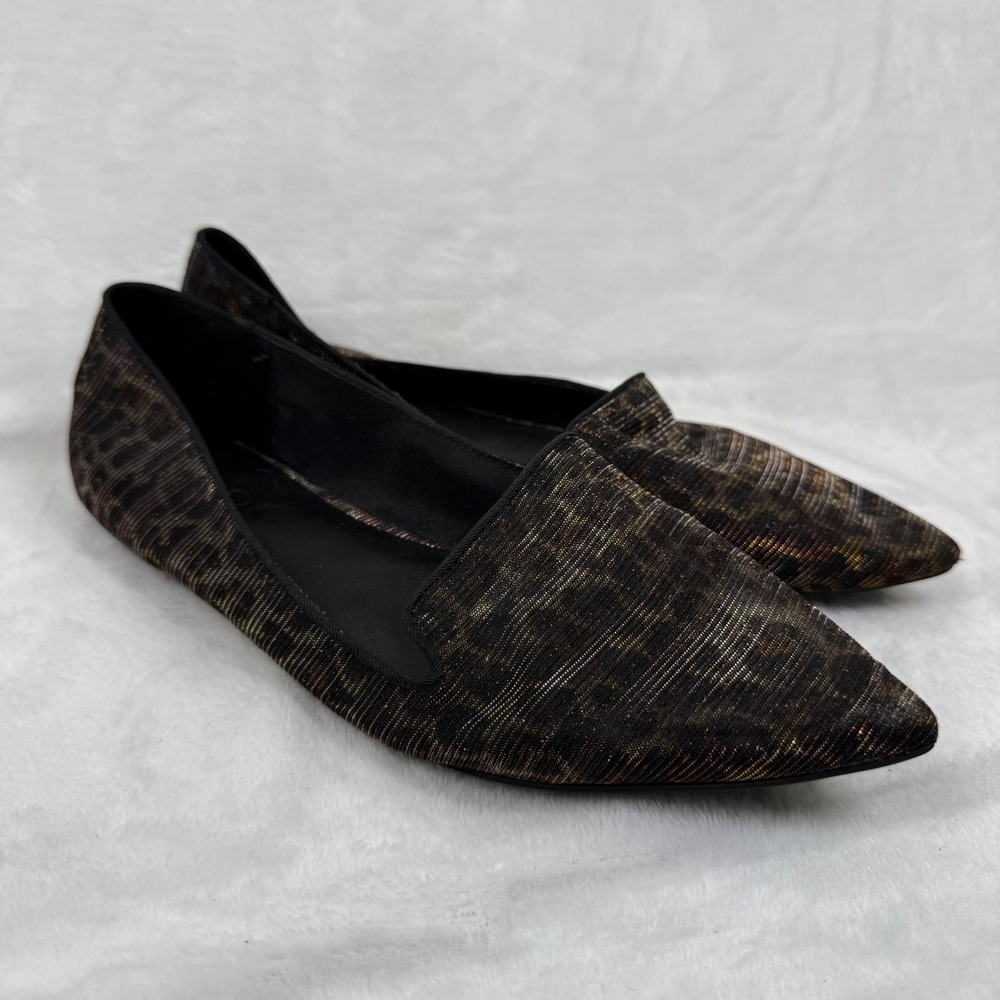 ALDO Leopard Print Metallic Pointed Toe Flats‎ Gold Bronze Size 9 Womens